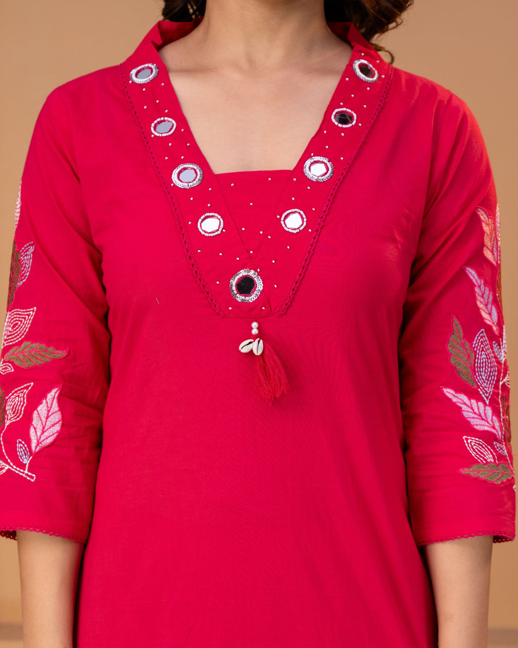 Pure cotton Embroidered Kurti Set [Maginta]