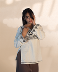 Embroidered Cotton Kurti Top [White]