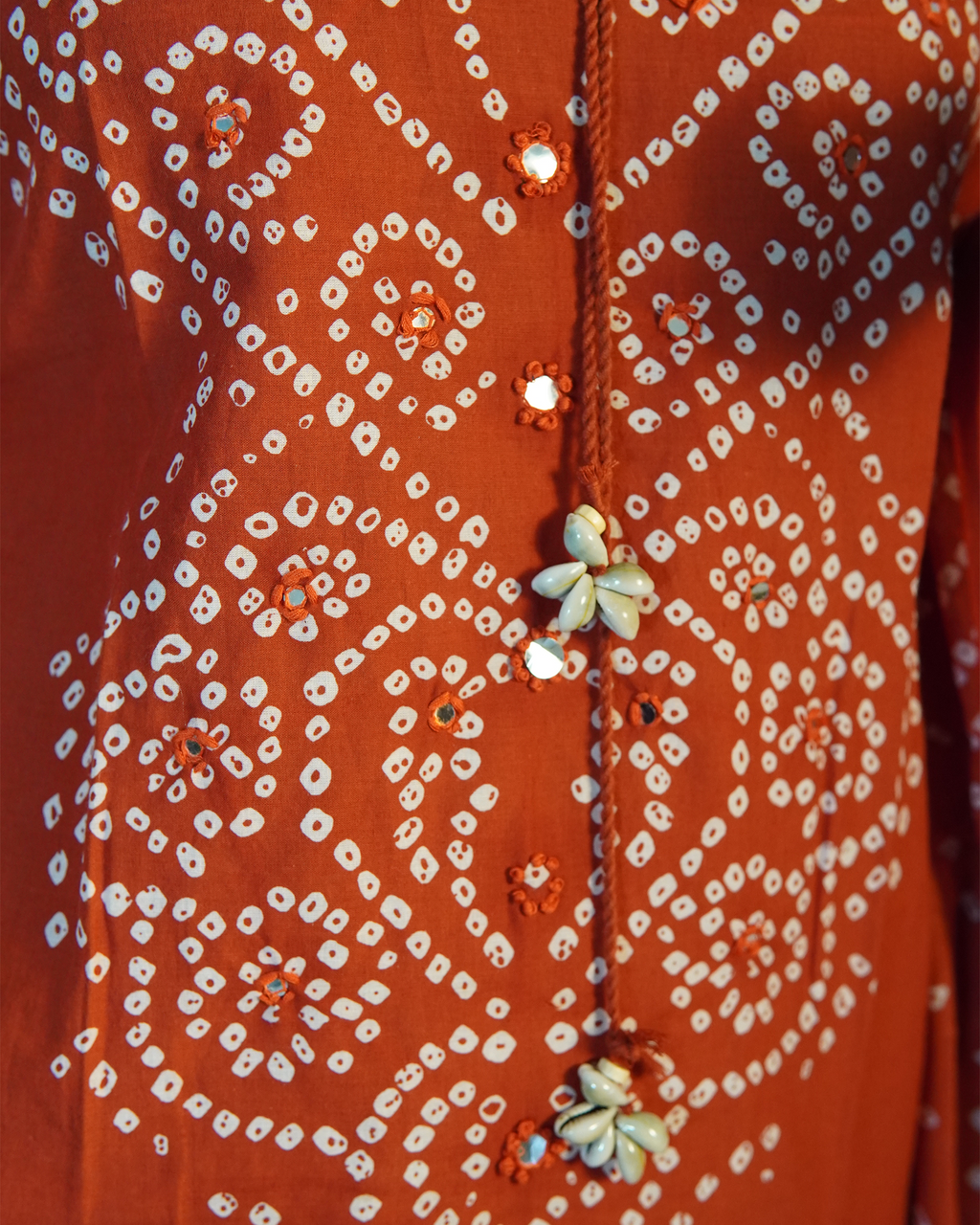 Pure cotton Bandhni Kurti Set [Rusty Orange]