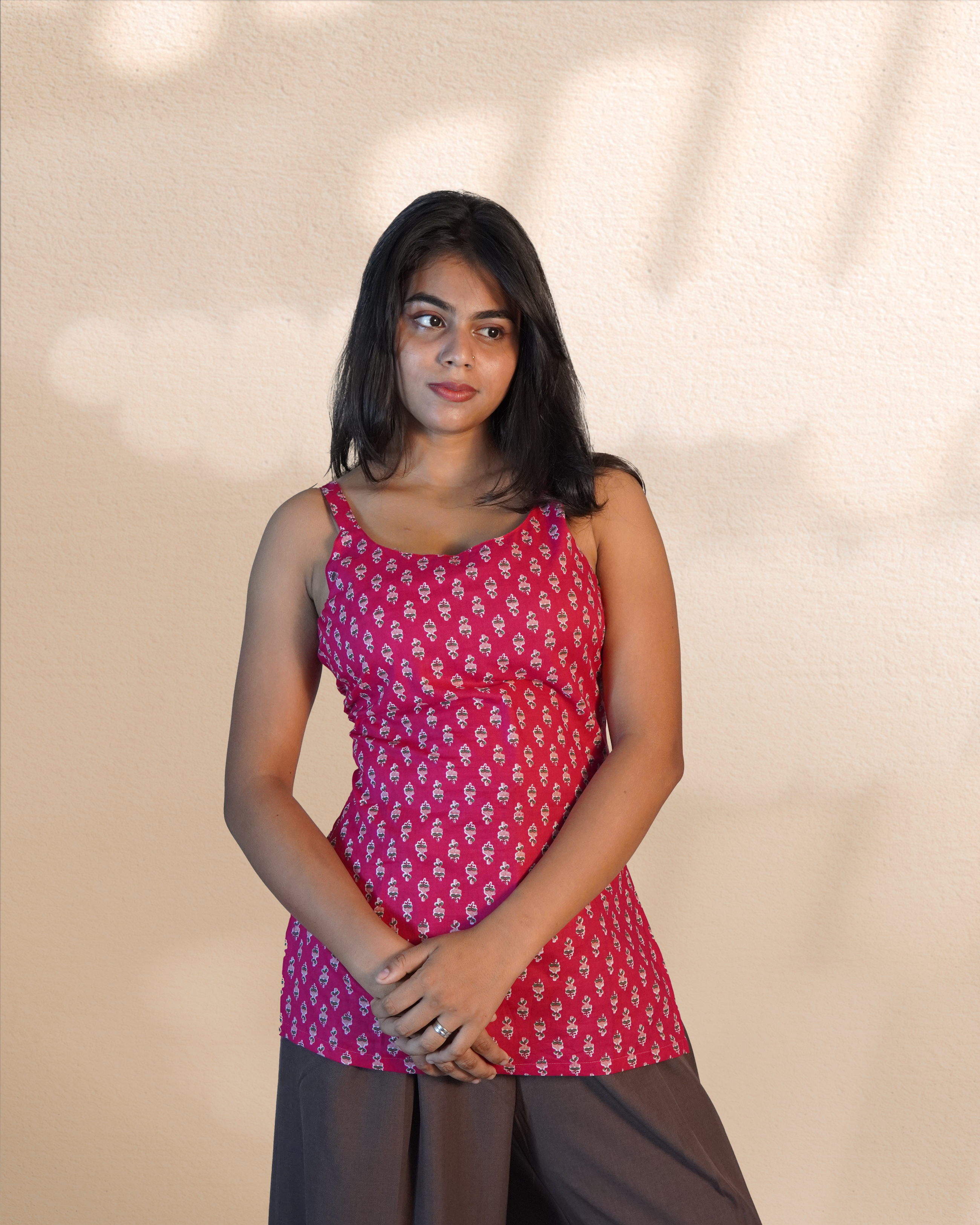 Sleeve-Less Corset Kurti [Magenta]