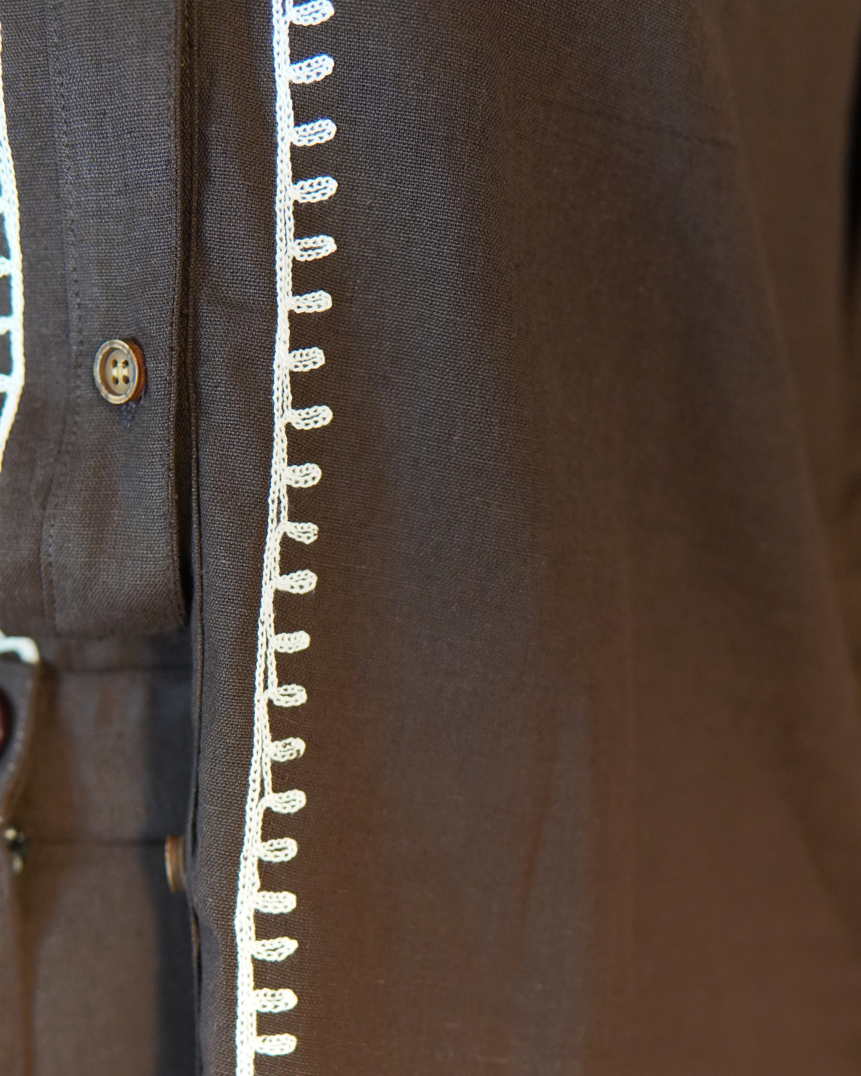 Blanket-stitched Cotton Co-Ord Set [Chocolate]