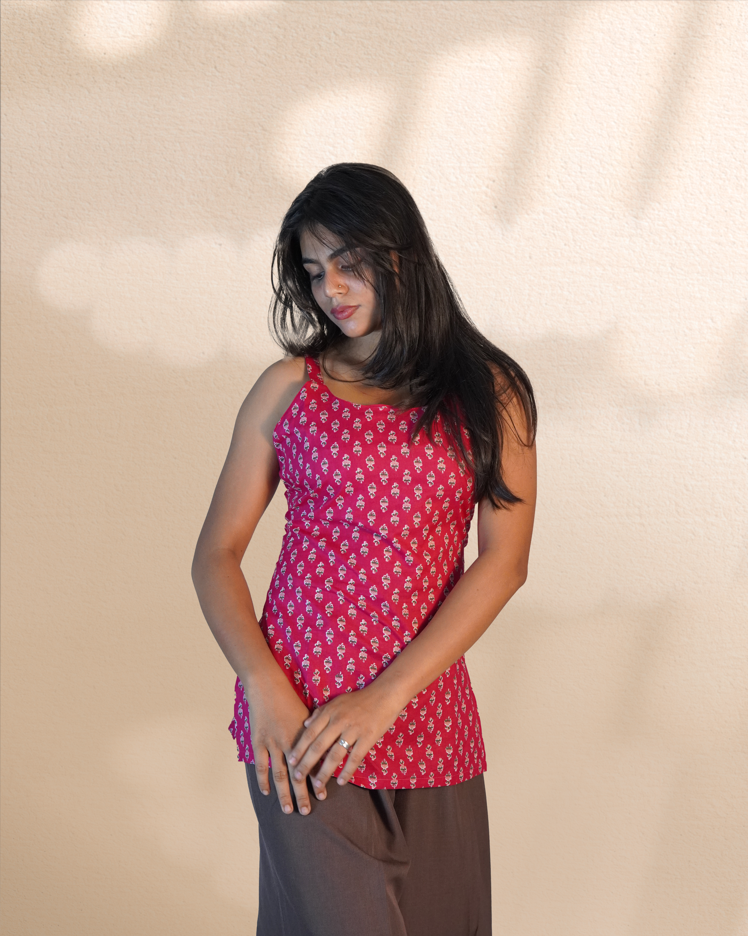 Sleeve-Less Corset Kurti [Magenta]