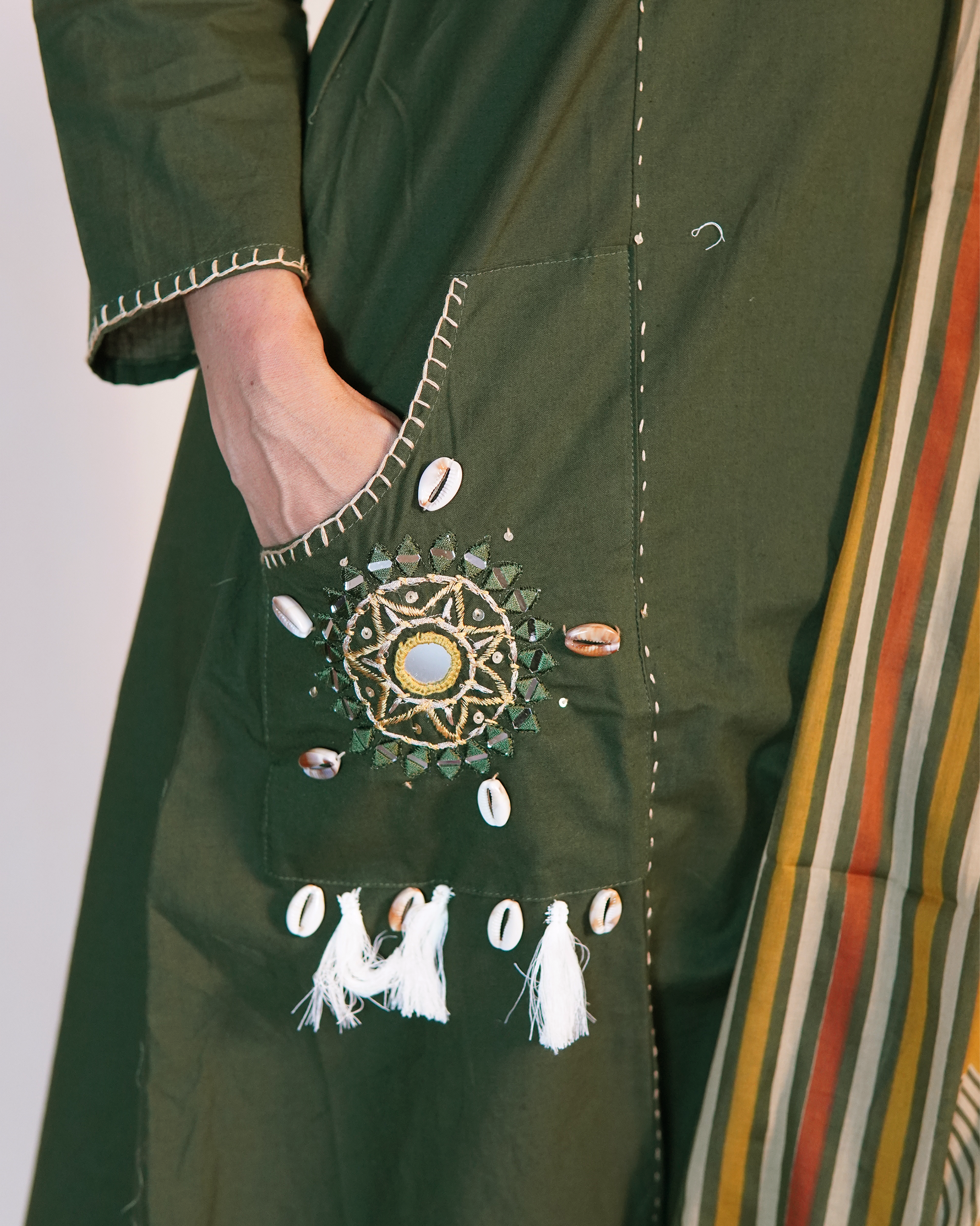 Pure cotton Embroidered Kurti Set [Bottle Green]