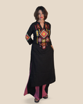 Pure cotton Embroidered 2 Piece Kurti Set [Black]