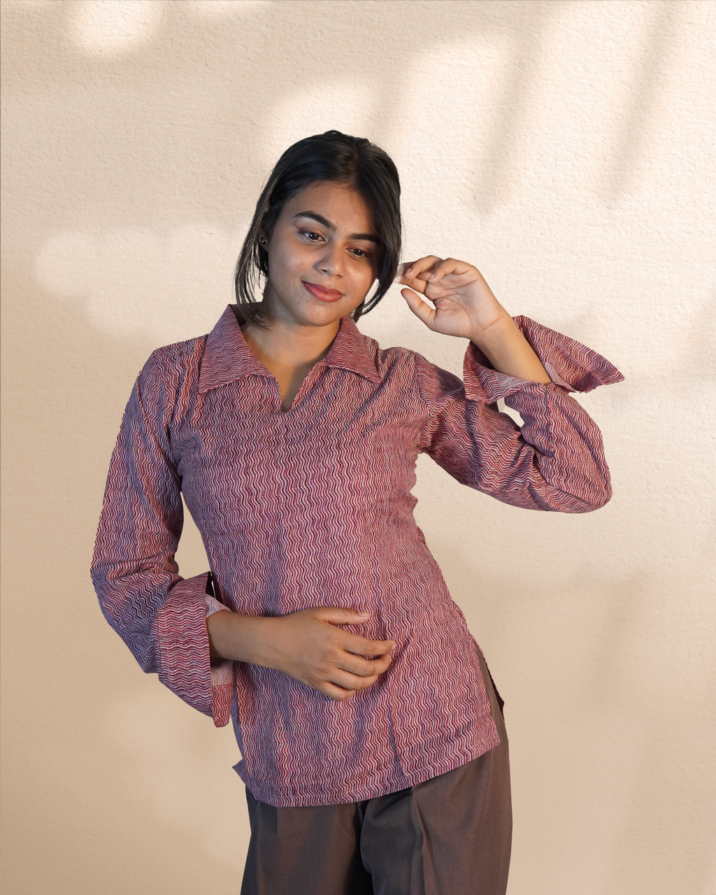 Bell Sleeves Modal Tunic [Madder Red]