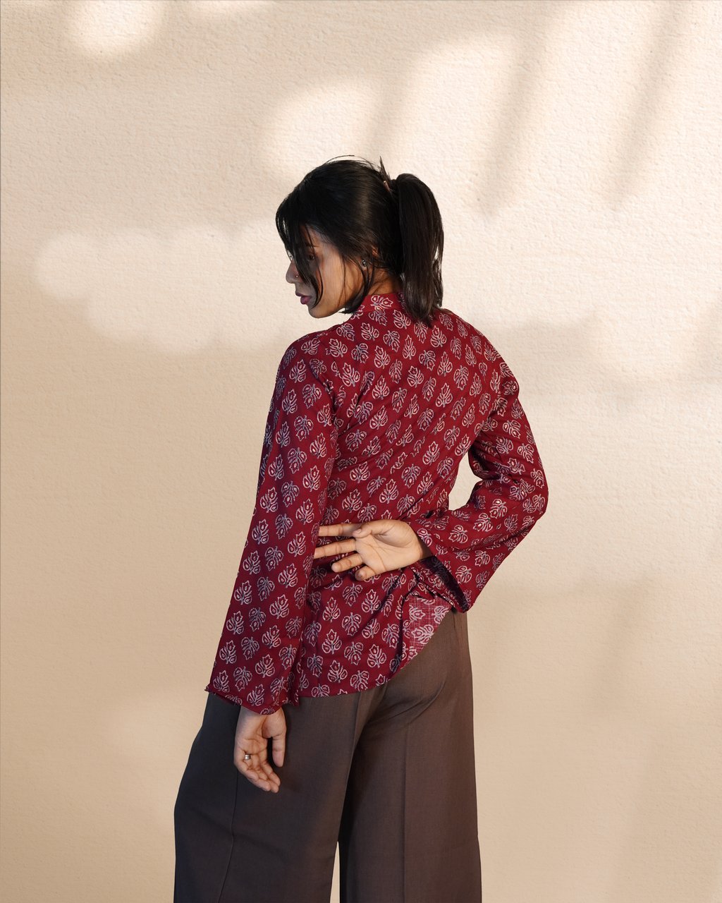 Cotton full sleeves Ethnic Top [Maroon]