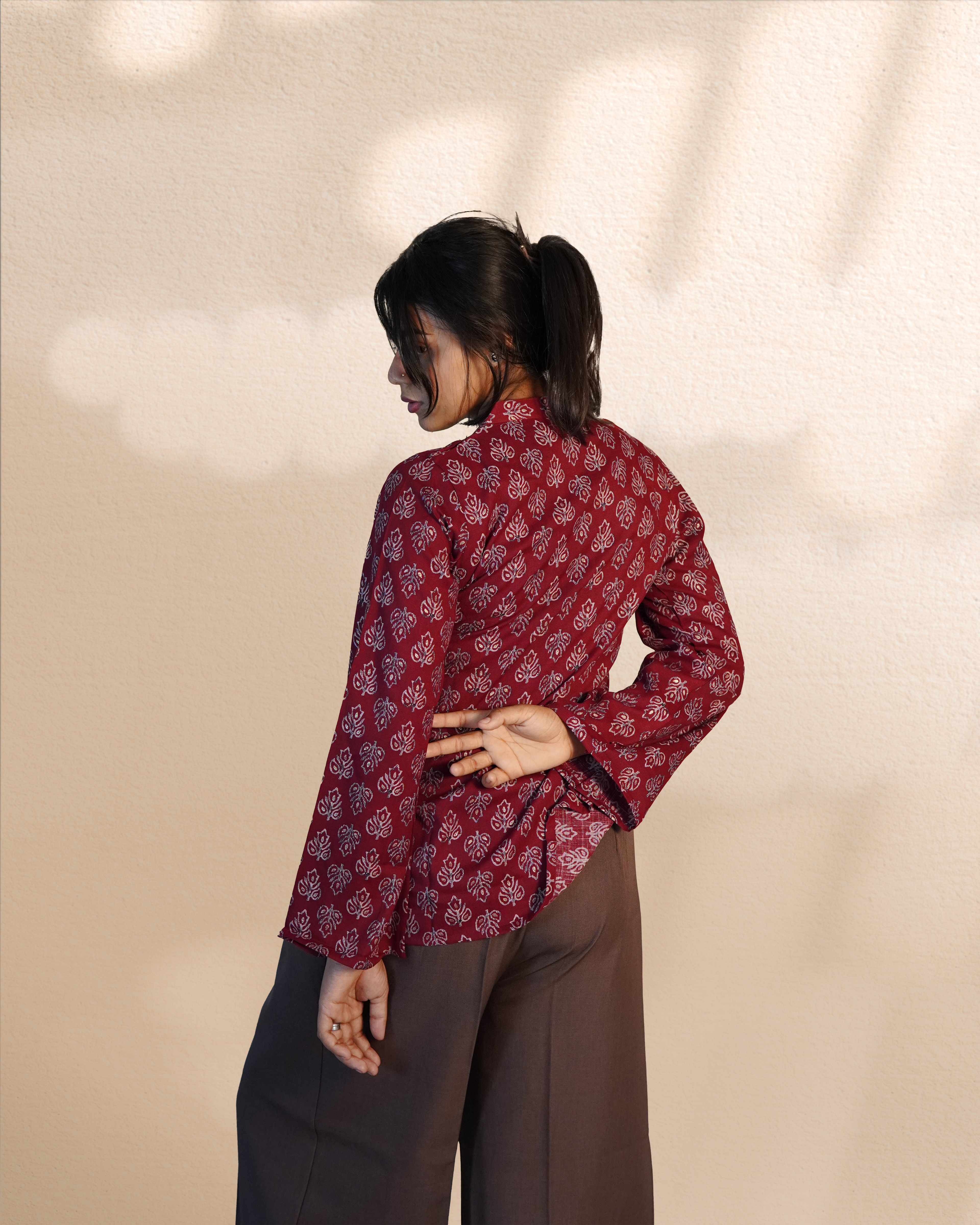 Cotton full sleeves Ethnic Top [Maroon]