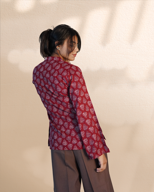 Cotton full sleeves Ethnic Top [Maroon]