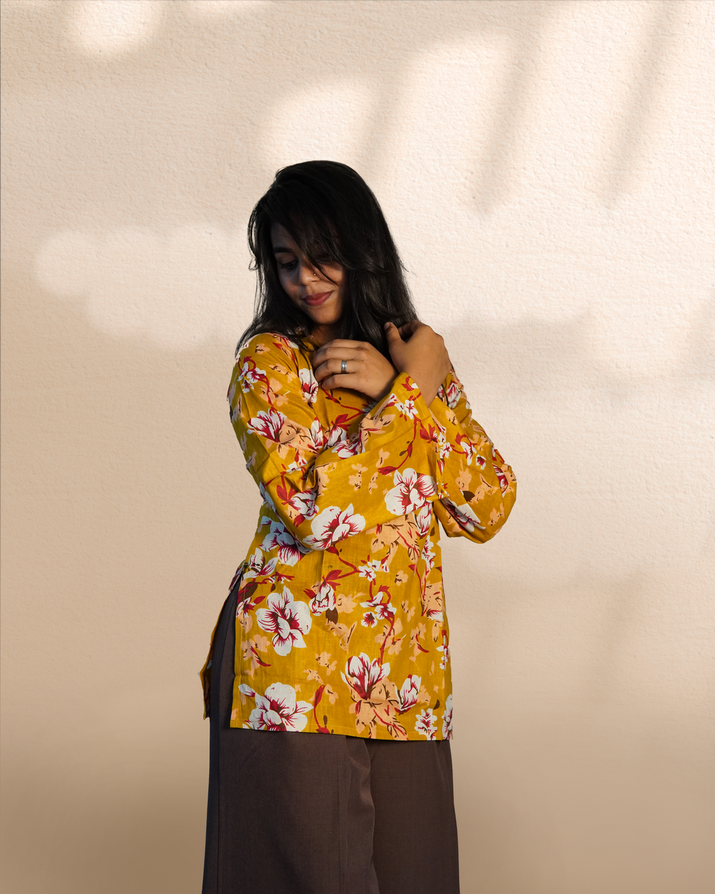 Long-Sleeves Short Kurti [Mustard]