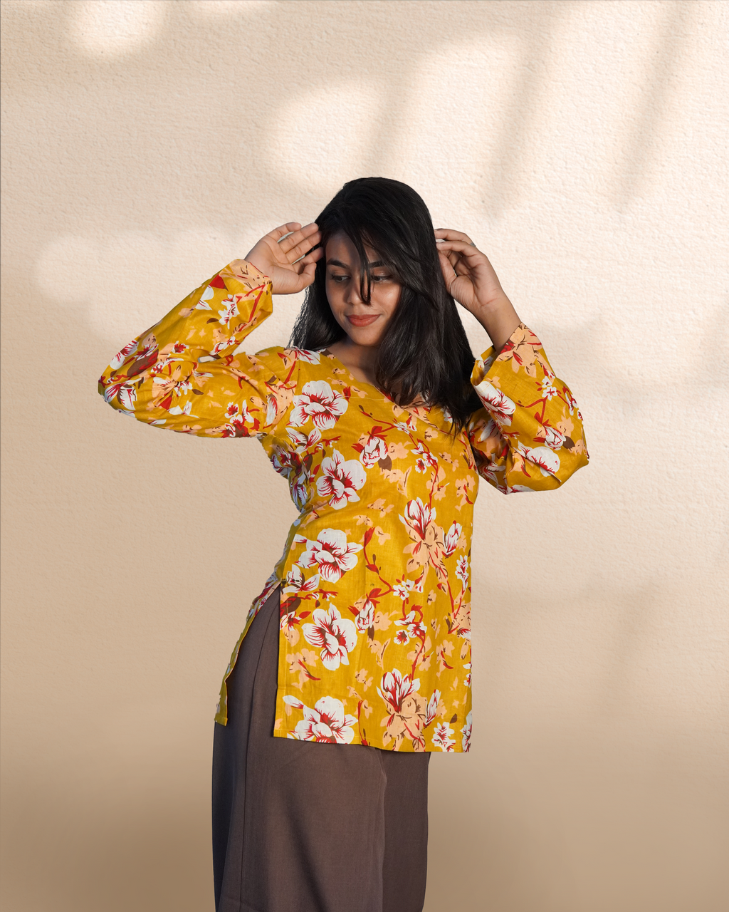Long-Sleeves Short Kurti [Mustard]