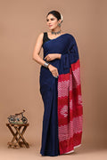 Block Printed Malmal Cotton Saree
