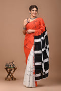 Block Printed Malmal Cotton Saree