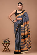 Block Printed Malmal Cotton Saree