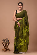Block Printed Malmal Cotton Saree