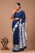 Block Printed Malmal Cotton Saree