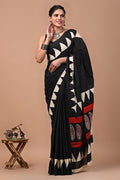 Block Printed Malmal Cotton Saree