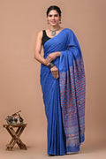 Block Printed Malmal Cotton Saree