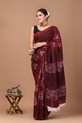 Block Printed Malmal Cotton Saree