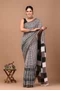 Block Printed Malmal Cotton Saree
